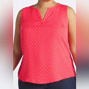 41Hawthorn Ezide textured mixed materials sleeveless top. Coral in color.